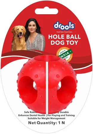 Drools Non-Toxic Rubber Hole Ball Dog Chew Toy